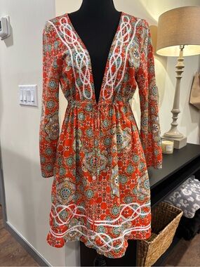 Gianni Bini Cover Up Resortwear Dress Small Bohemian Paisley